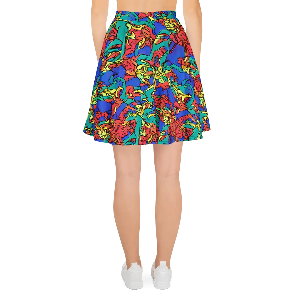 Vivid Bloomstorm on Skater Skirt — Back