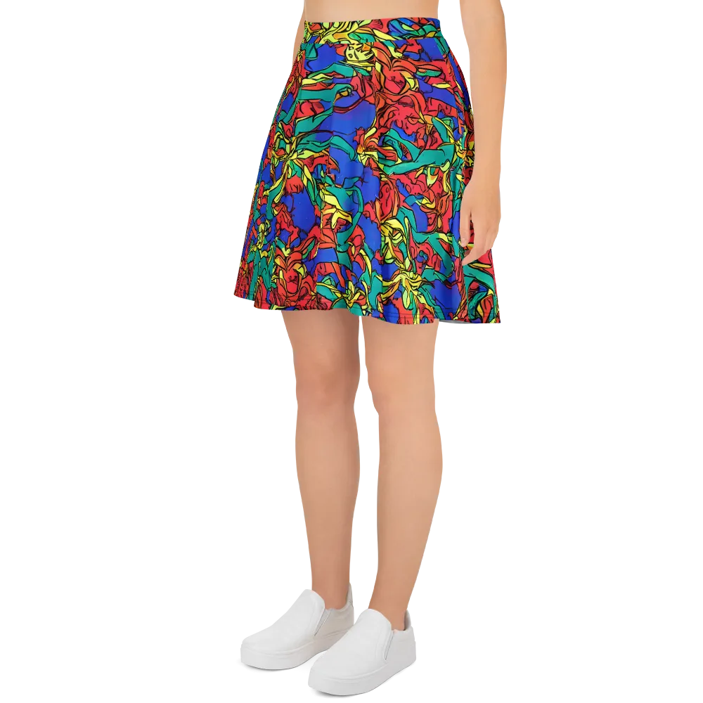 Vivid Bloomstorm on Skater Skirt — Left