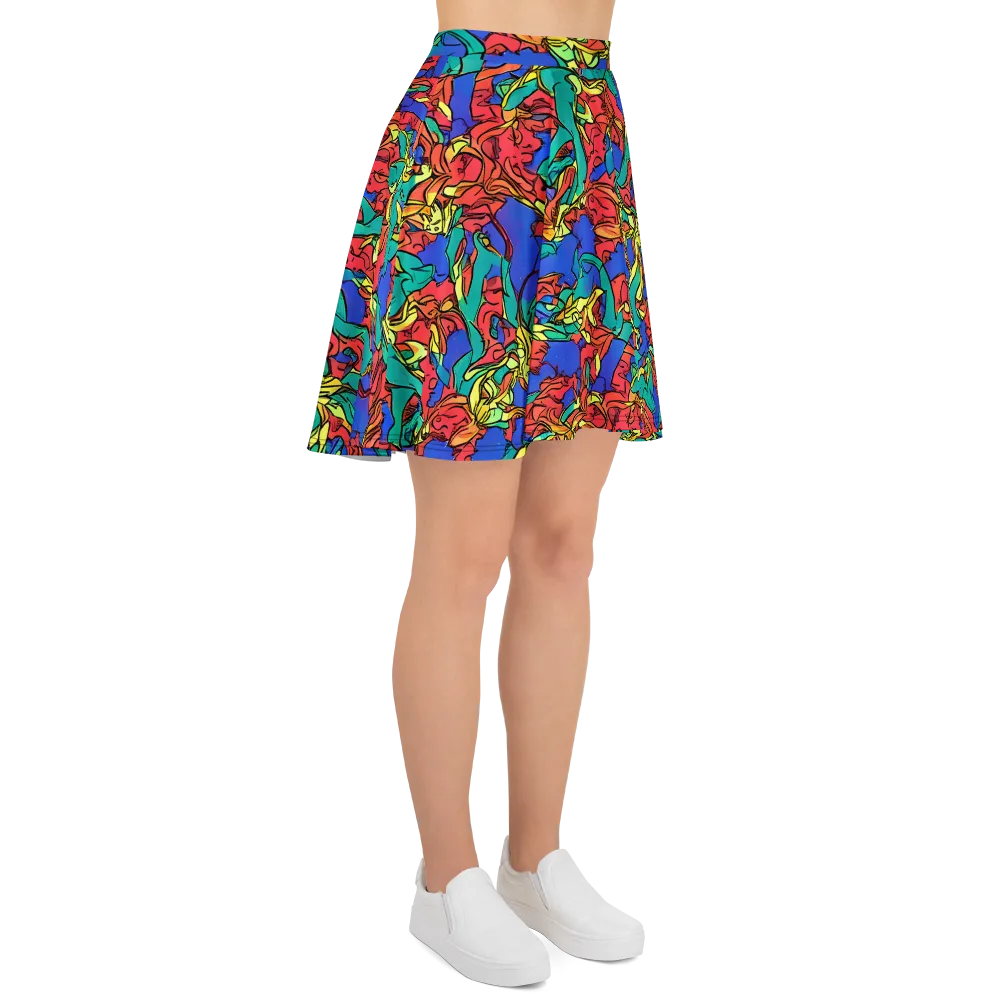 Vivid Bloomstorm on Skater Skirt — Right