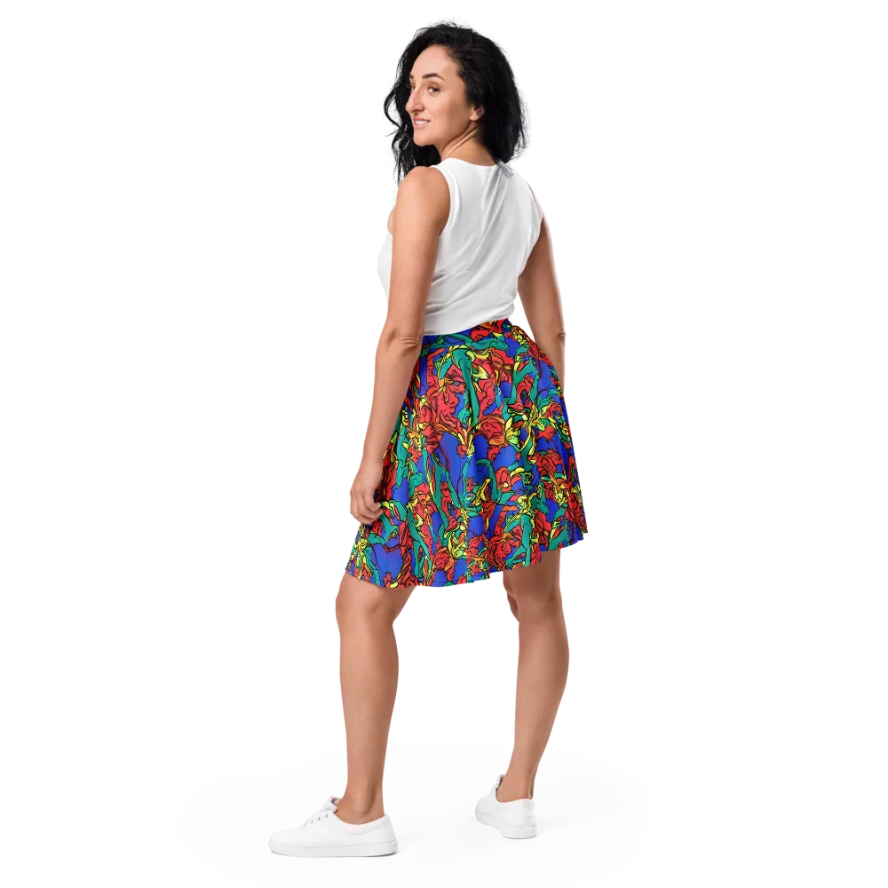 Vivid Bloomstorm on Skater Skirt — Back