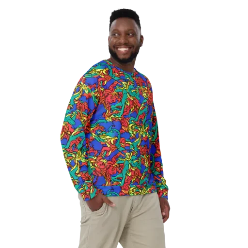 Vivid Bloomstorm on a Sweatshirt