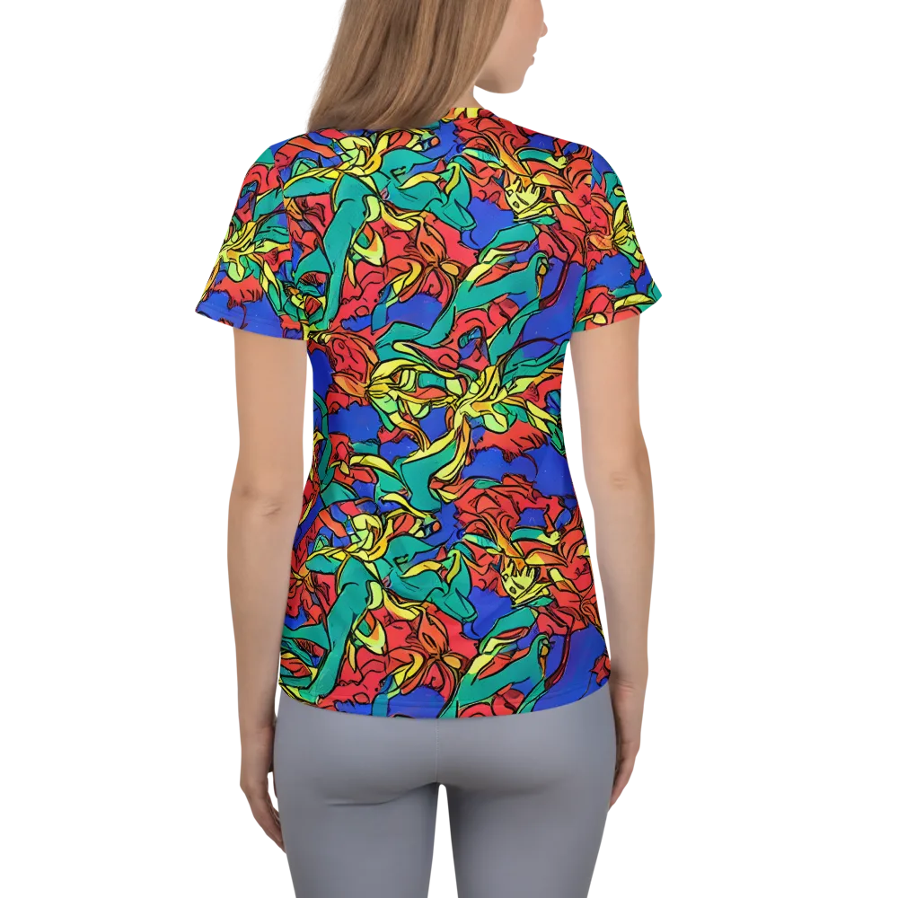 Vivid Bloomstorm on Women's Athletic T-Shirt — Back