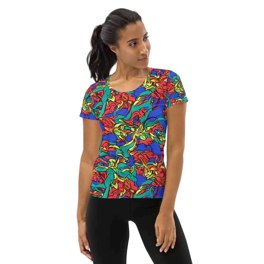 Vivid Bloomstorm on Women's Athletic T-Shirt — Front