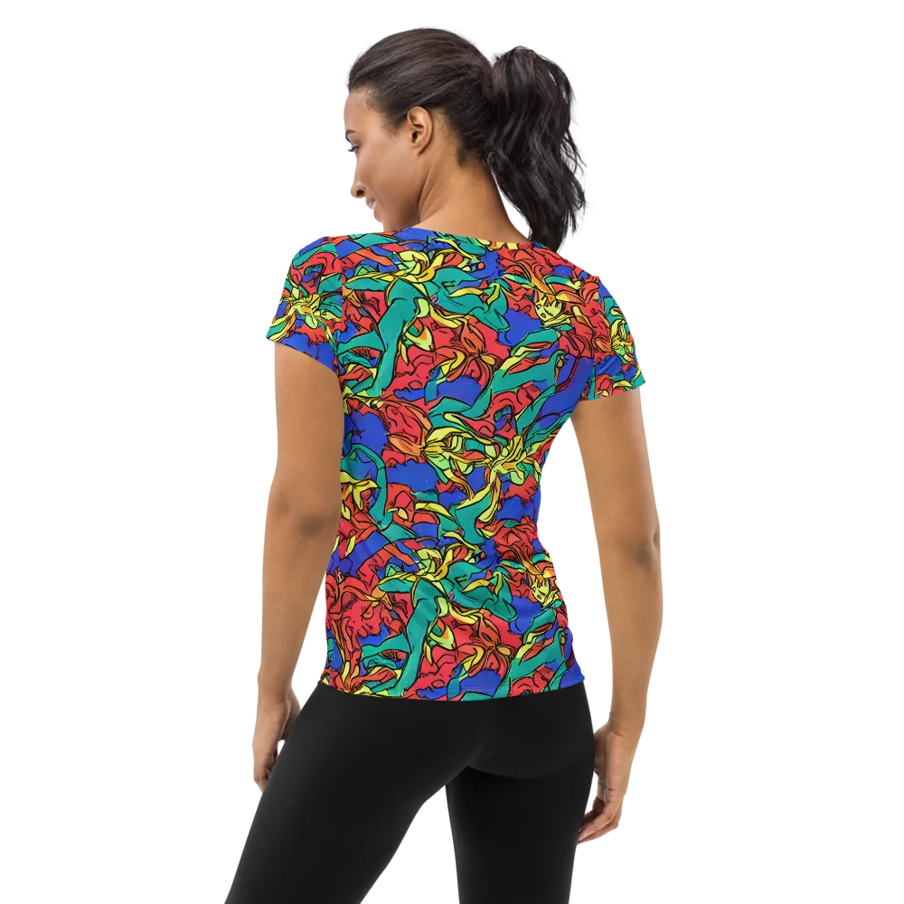 Vivid Bloomstorm on Women's Athletic T-Shirt — Back