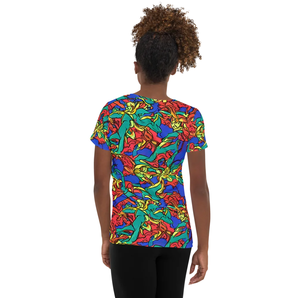 Vivid Bloomstorm on Women's Athletic T-Shirt — Back