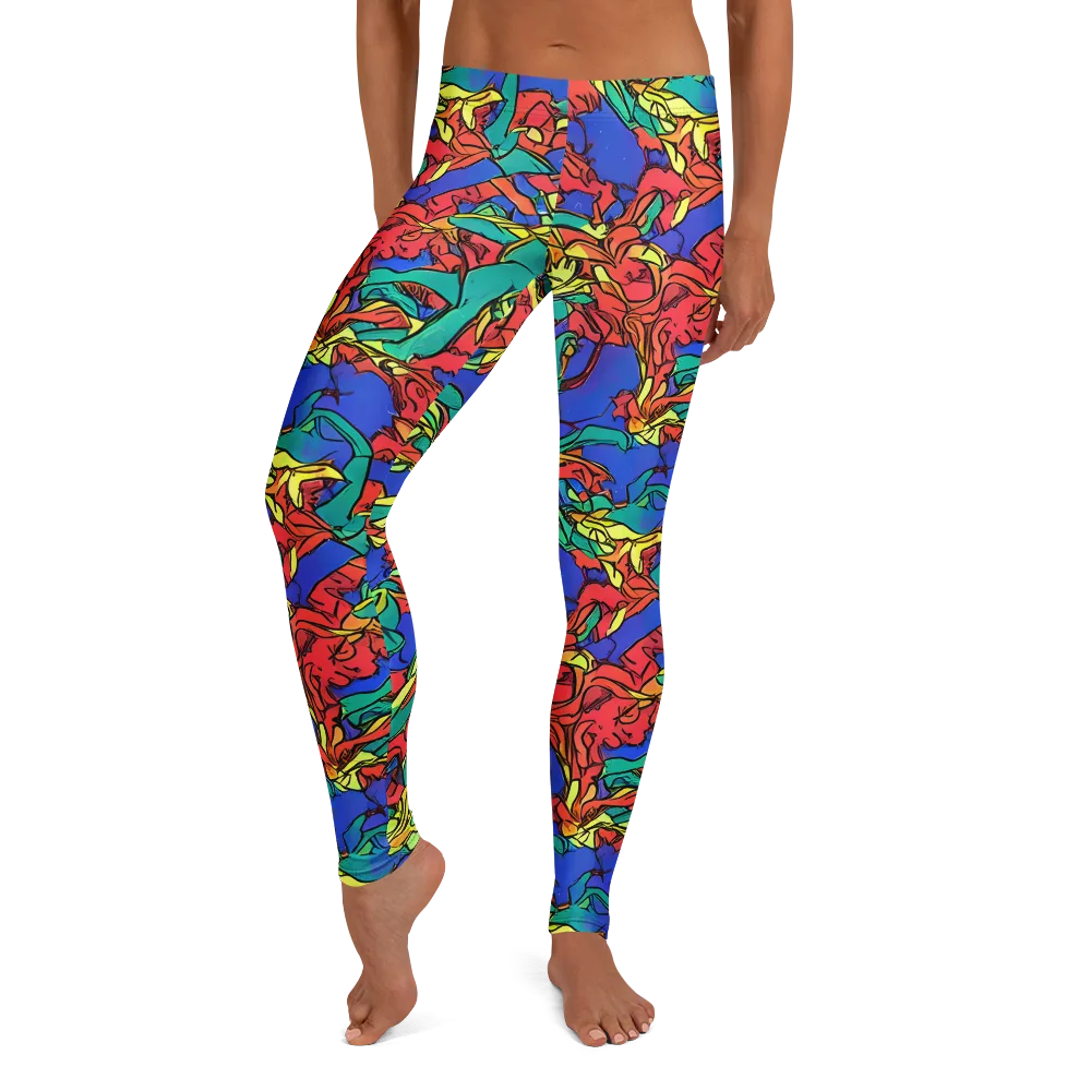 Vivid Bloomstorm on Leggings — Front