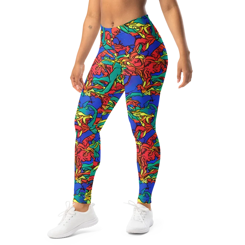 Vivid Bloomstorm on Leggings — Left Front