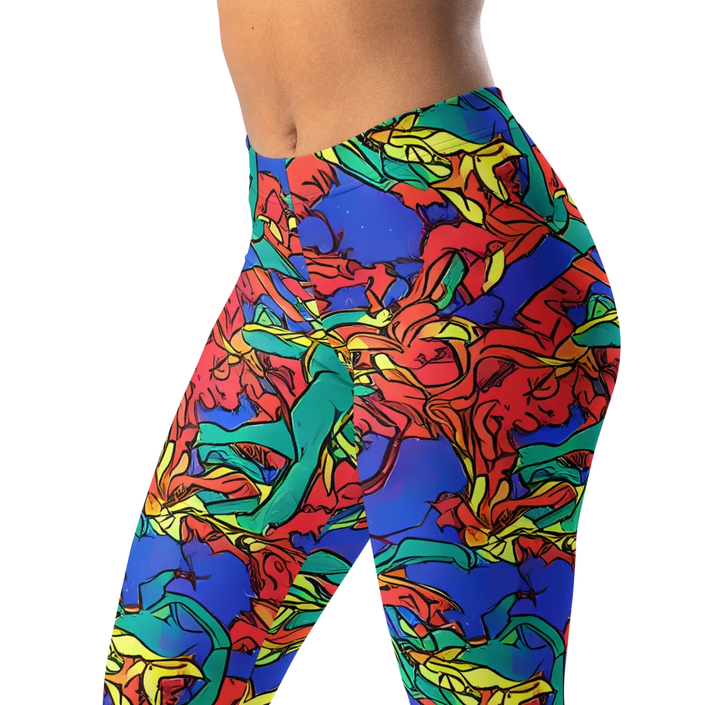 Vivid Bloomstorm on Leggings — Left Front