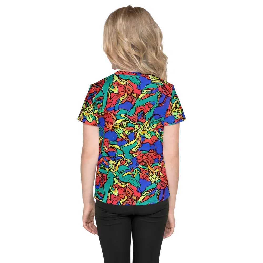 Vivid Bloomstorm on Kids Crew Neck T-Shirt — Back