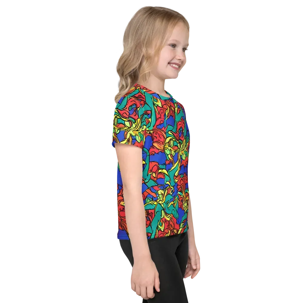 Vivid Bloomstorm on Kids Crew Neck T-Shirt — Right