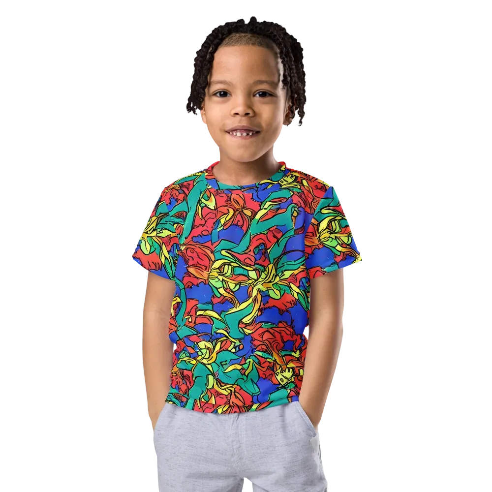 Vivid Bloomstorm on Kids Crew Neck T-Shirt — Front
