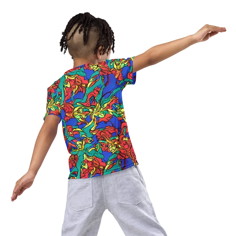 Vivid Bloomstorm on Kids Crew Neck T-Shirt — Back