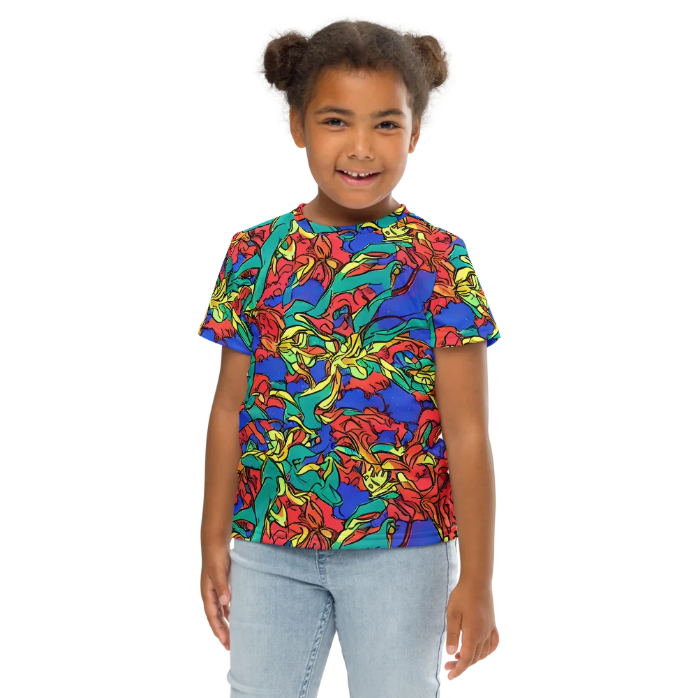 Vivid Bloomstorm on Kids Crew Neck T-Shirt — Front