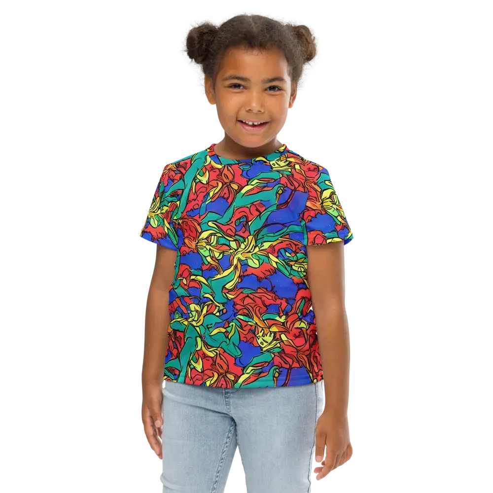 Vivid Bloomstorm on Kids Crew Neck T-Shirt — Front