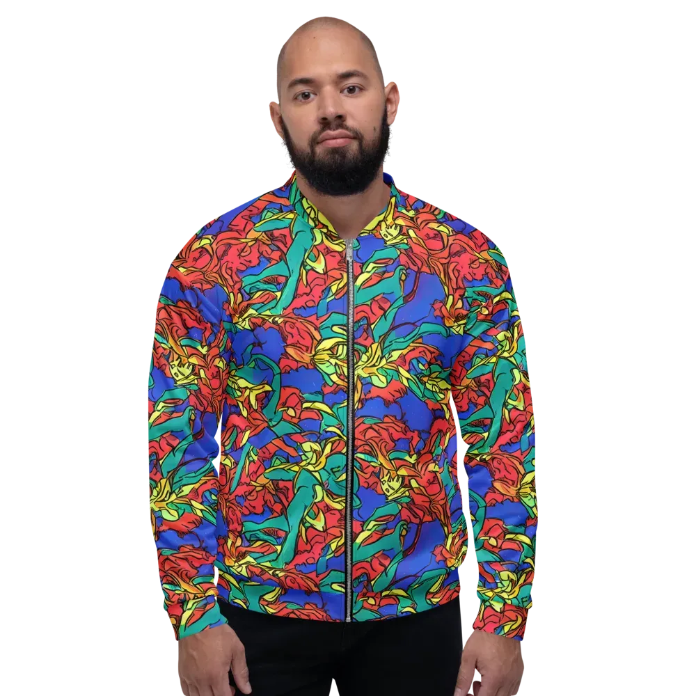 Vivid Bloomstorm on Bomber Jacket — Front