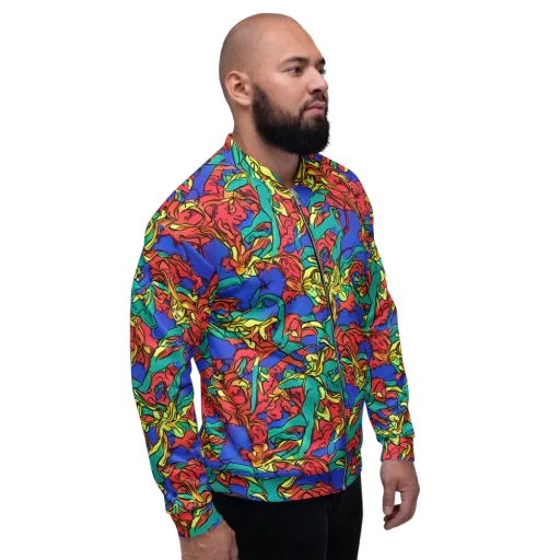 Vivid Bloomstorm on a Bomber Jacket
