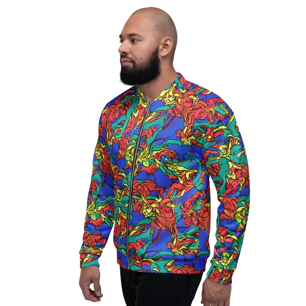 Vivid Bloomstorm on Bomber Jacket — Left