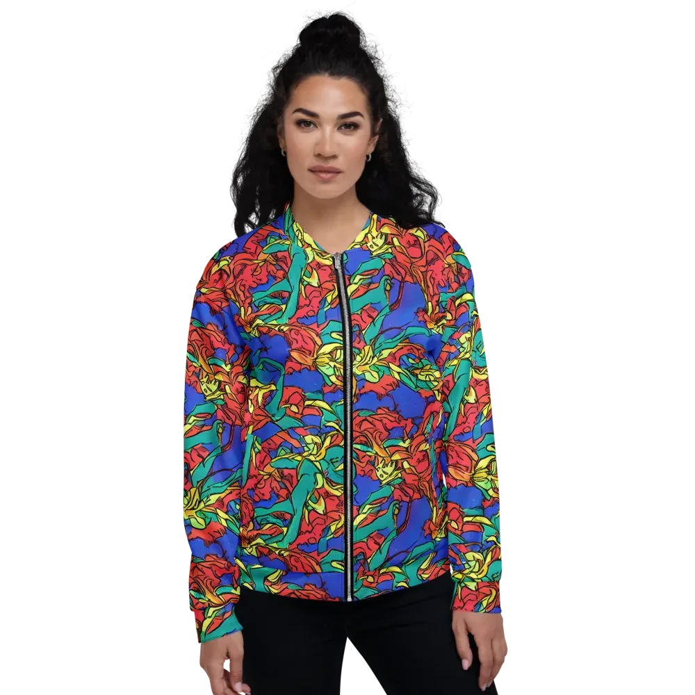 Vivid Bloomstorm on Bomber Jacket — Front