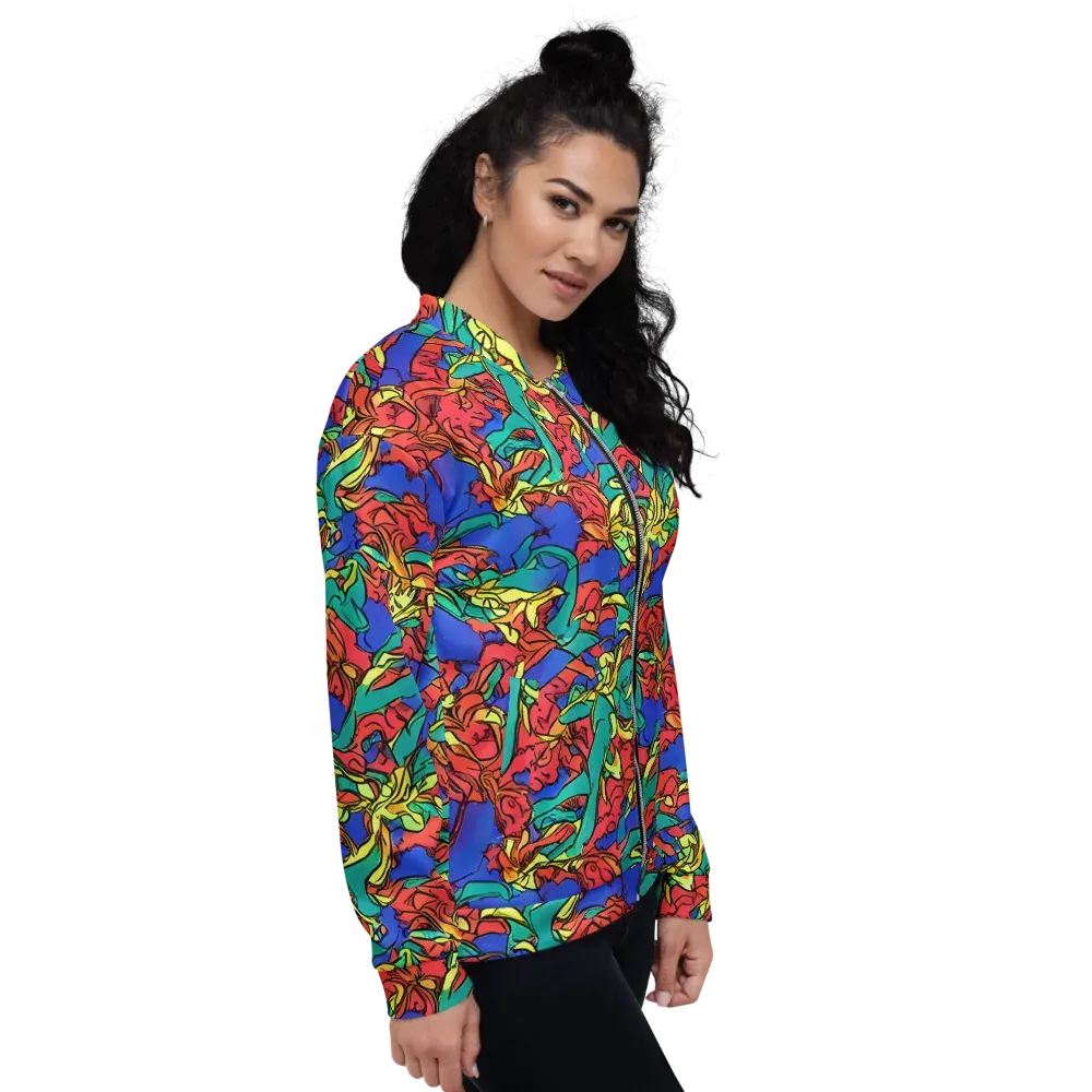 Vivid Bloomstorm on Bomber Jacket — Right