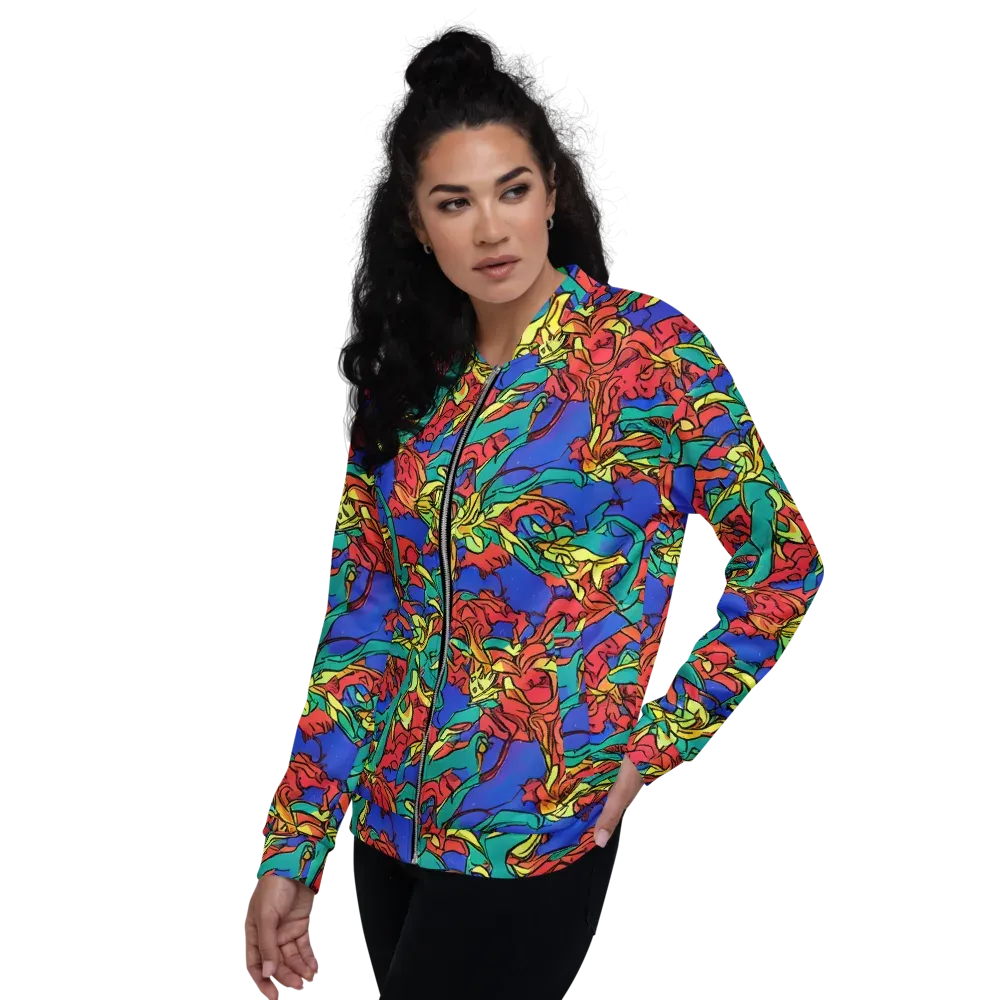 Vivid Bloomstorm on Bomber Jacket — Left