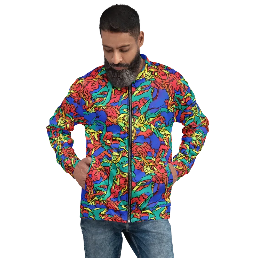 Vivid Bloomstorm on Bomber Jacket — Front