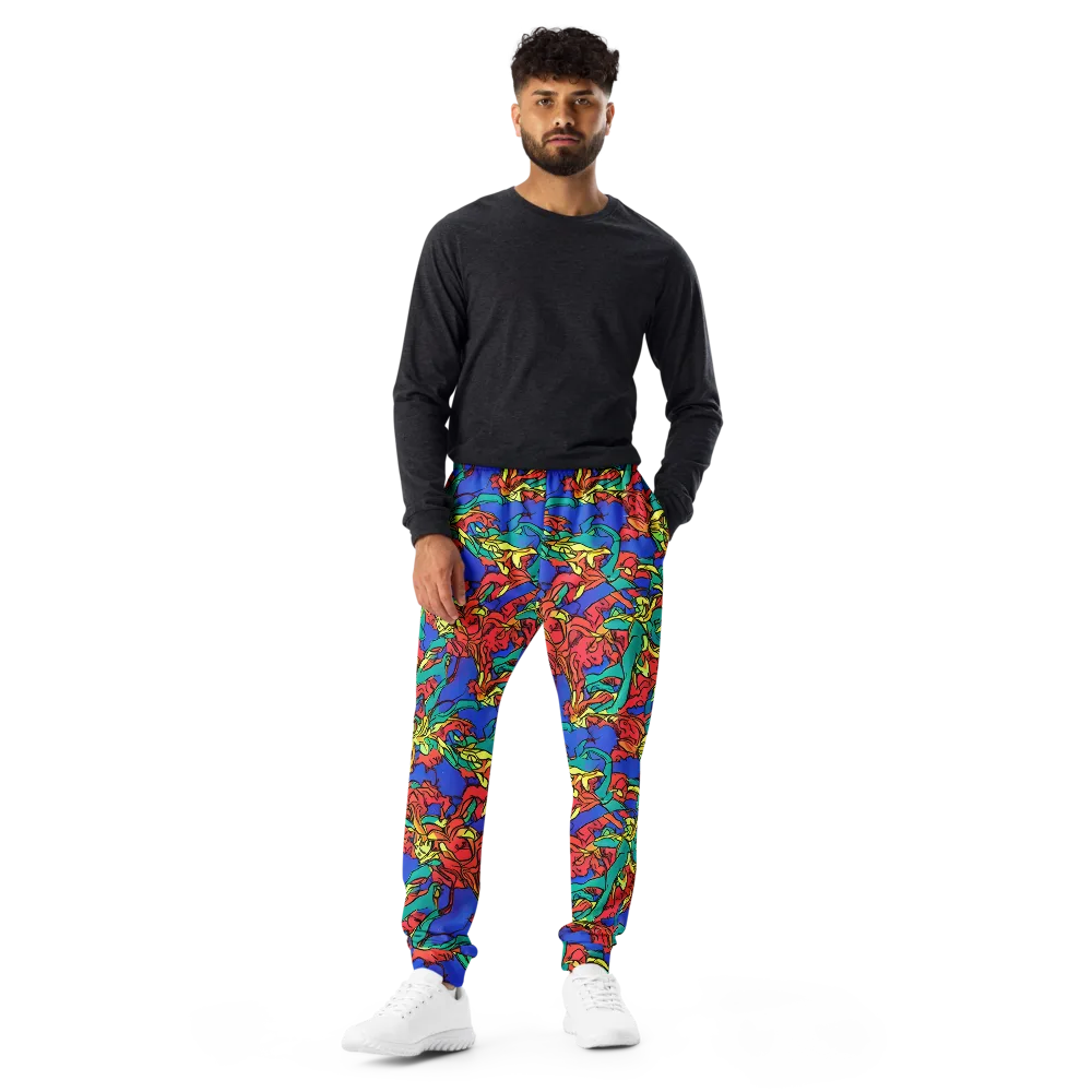 Vivid Bloomstorm on Men's Joggers — Front