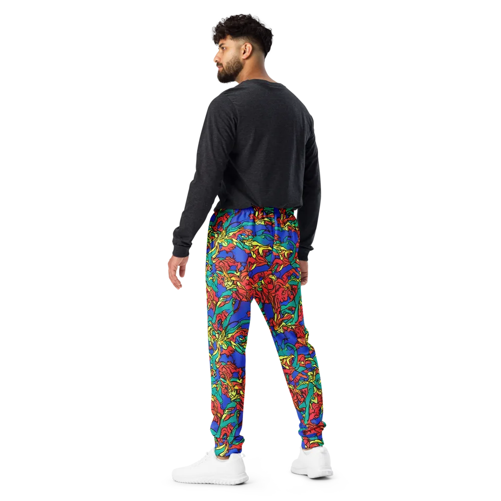Vivid Bloomstorm on Men's Joggers — Back