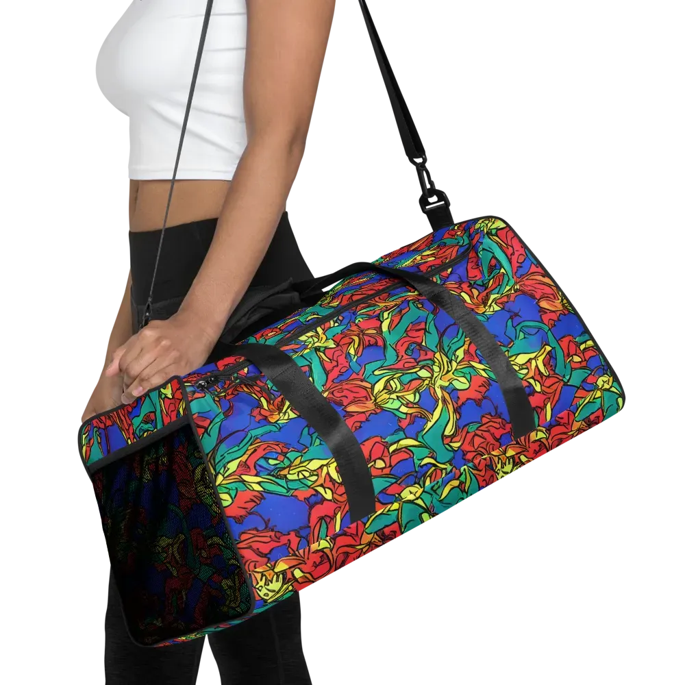 Vivid Bloomstorm on Duffle Bag — Front