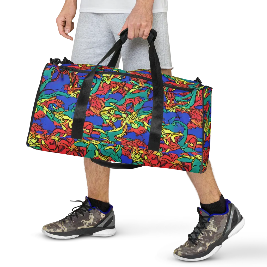 Vivid Bloomstorm on Duffle Bag — Front