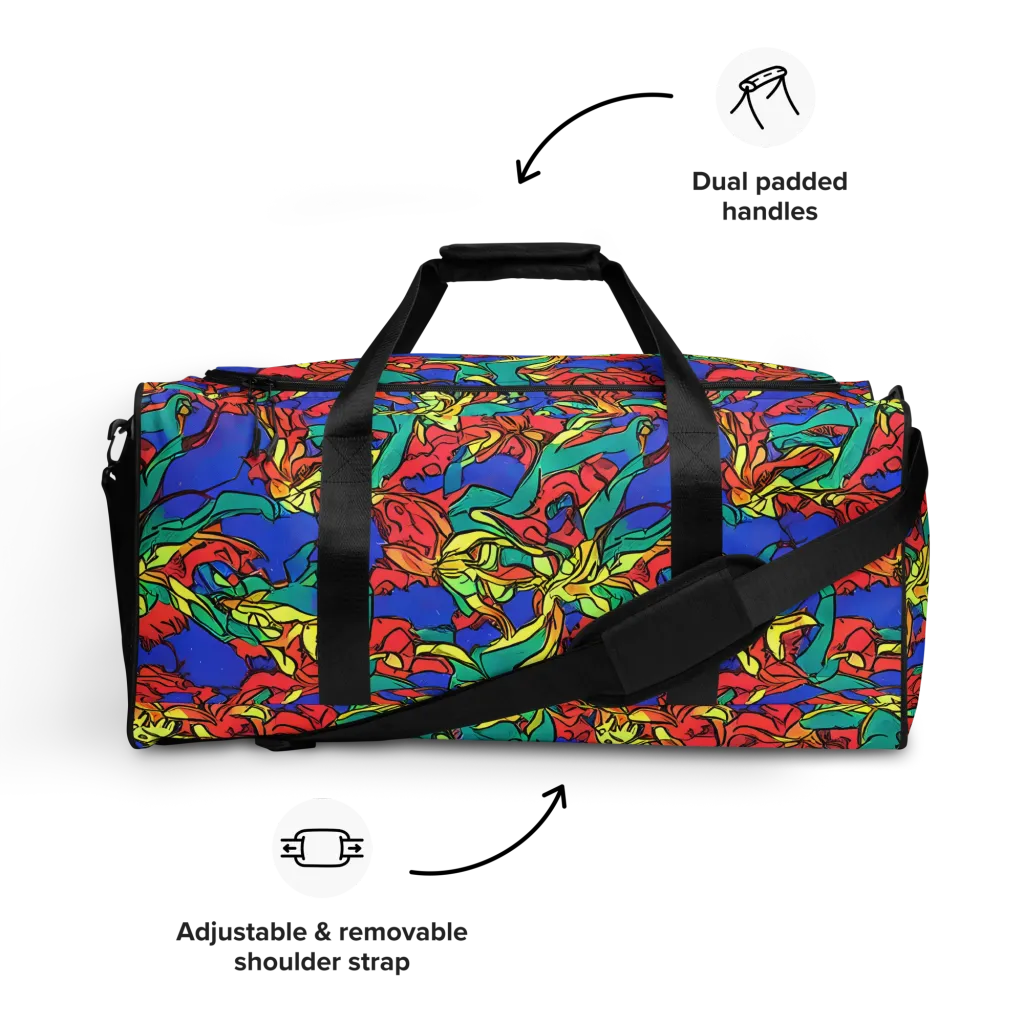 Vivid Bloomstorm on Duffle Bag — Front