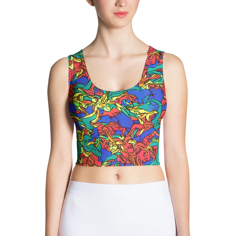 Vivid Bloomstorm on Crop Top — Front