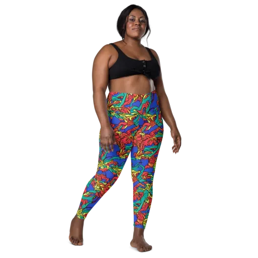 Vivid Bloomstorm on a Leggings with Pockets