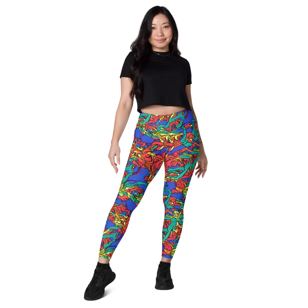 Vivid Bloomstorm on Leggings with Pockets — Front