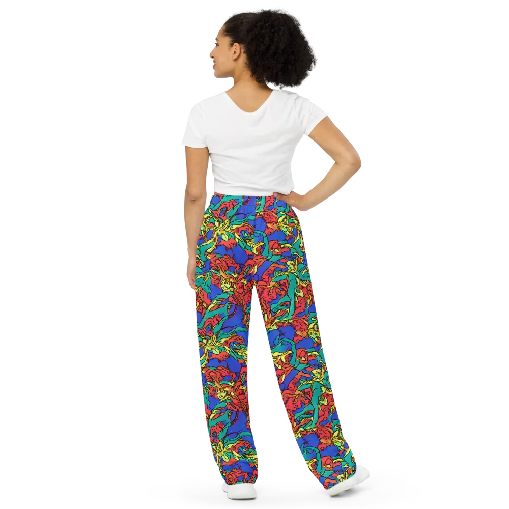 Vivid Bloomstorm on Wide-Leg Pants — Back