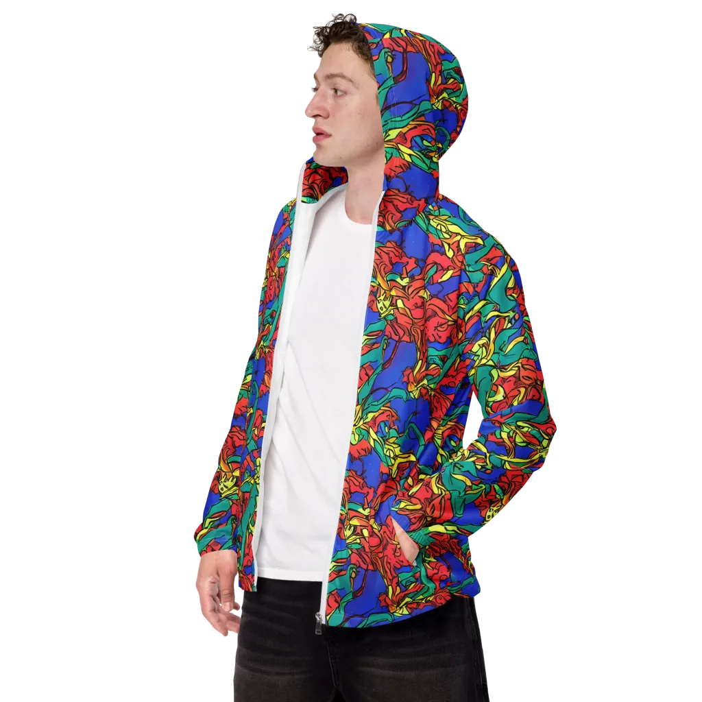 Vivid Bloomstorm on Men's Windbreaker — Left Front