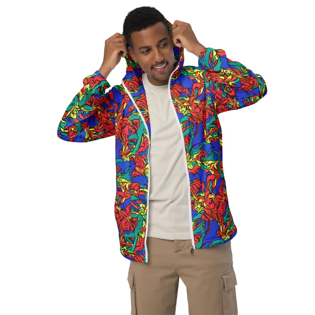 Vivid Bloomstorm on Men's Windbreaker — Front