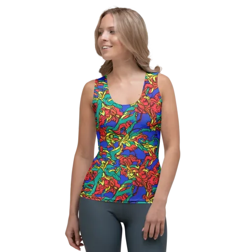 Vivid Bloomstorm on a Women's Tank Top