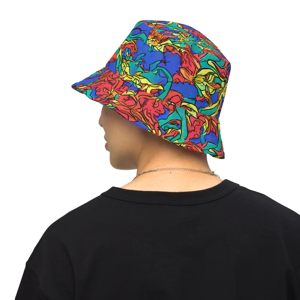 Vivid Bloomstorm on Reversible Bucket Hat — Back Inside