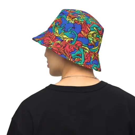Vivid Bloomstorm on a Reversible Bucket Hat