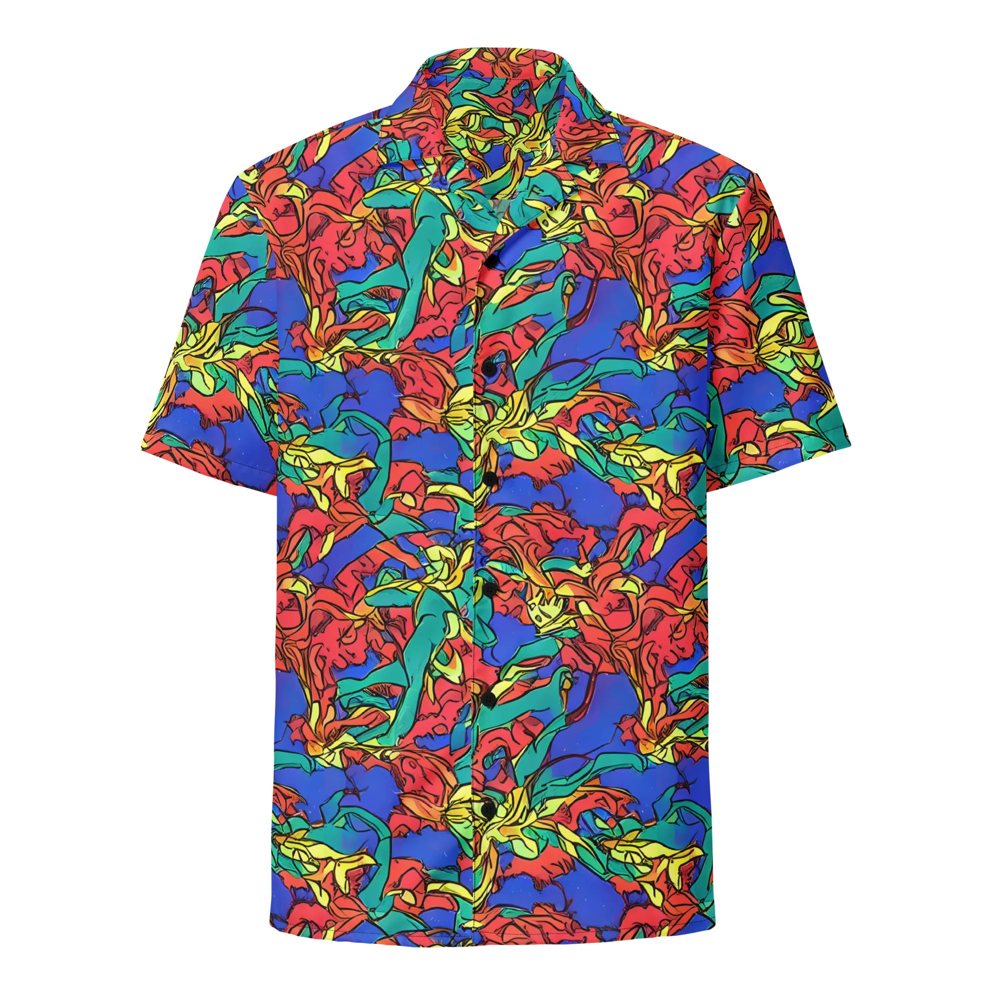 Vivid Bloomstorm on Button Shirt — Front