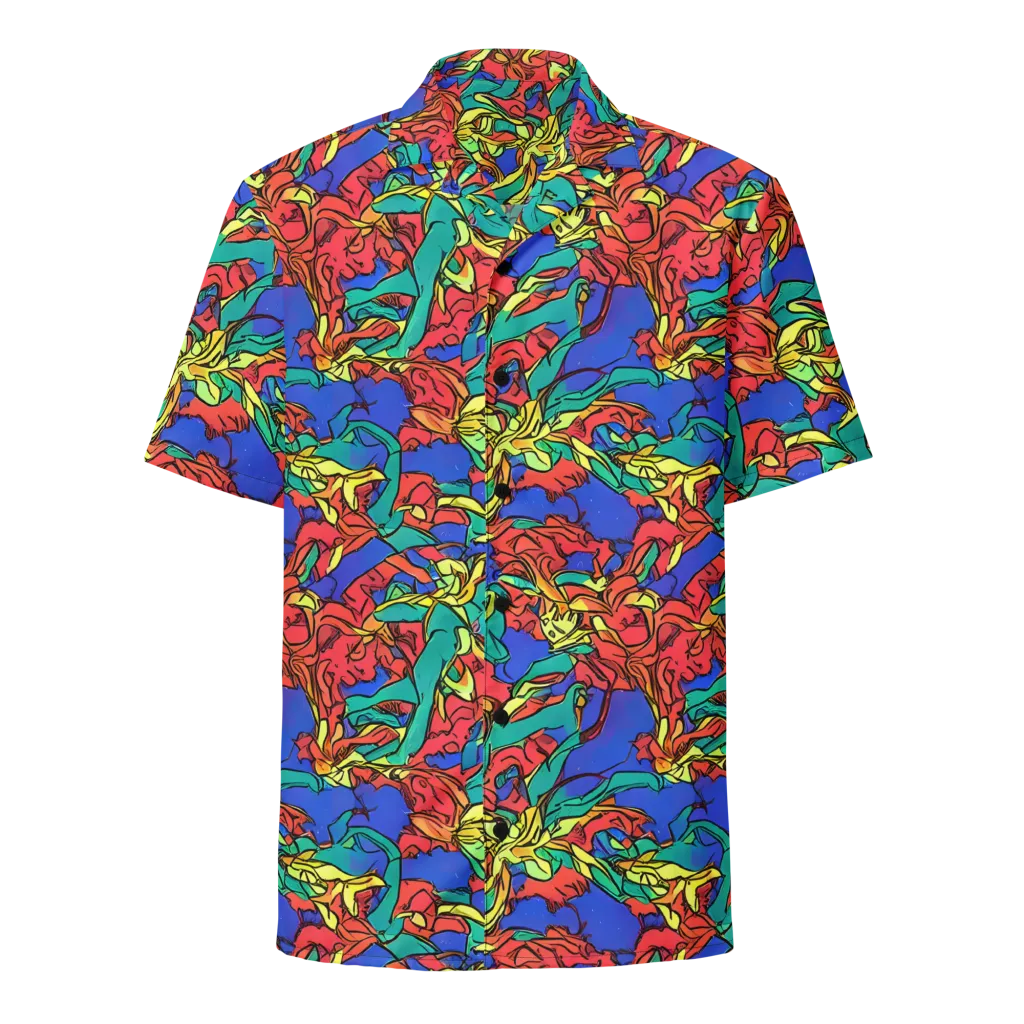 Vivid Bloomstorm on Button Shirt — Front