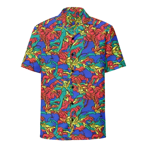 Vivid Bloomstorm on a Button Shirt