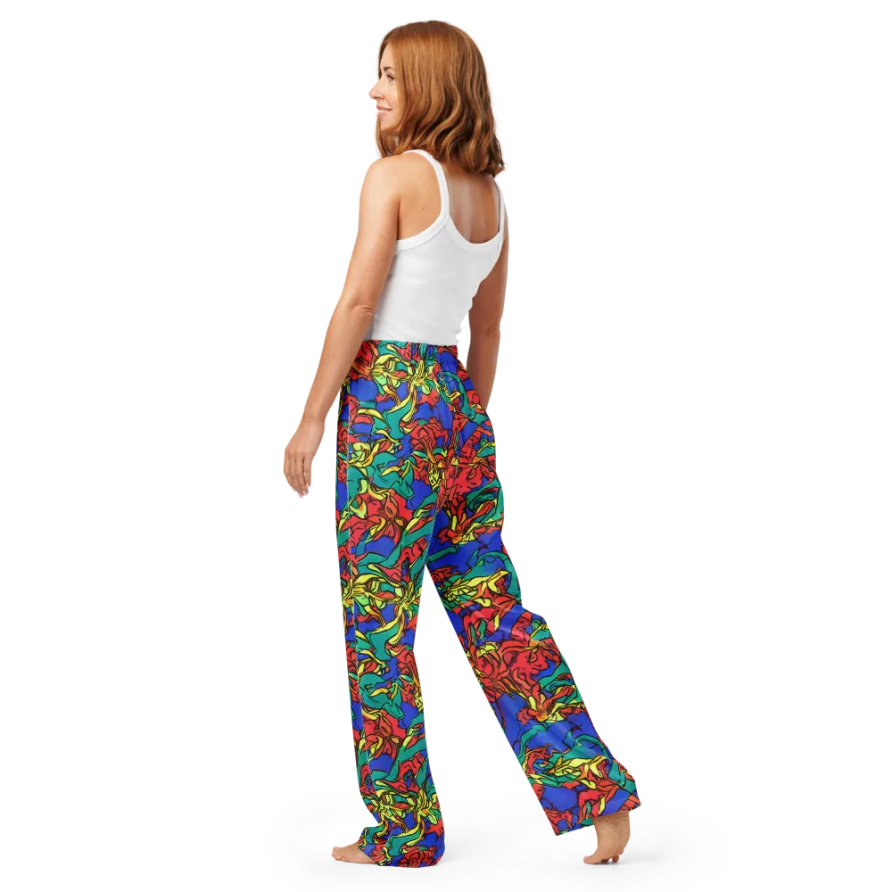 Vivid Bloomstorm on Women's Pajama Pants — Back