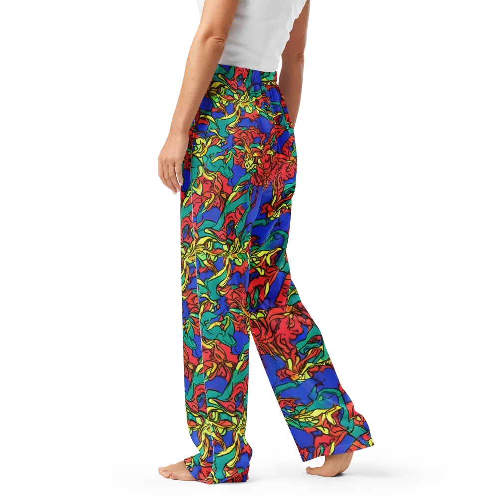 Vivid Bloomstorm on Women's Pajama Pants — Left