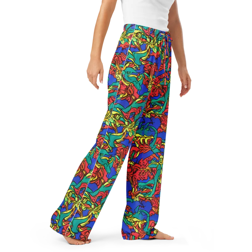 Vivid Bloomstorm on Women's Pajama Pants — Right Front