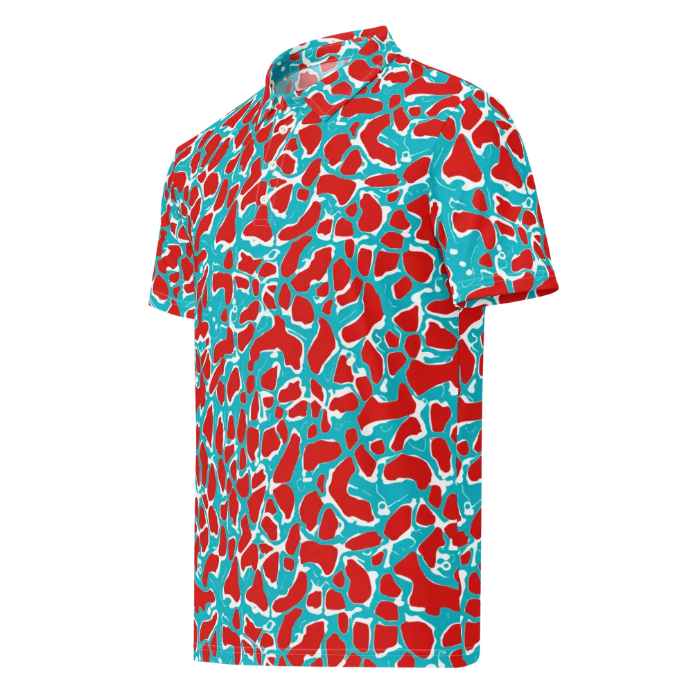 Turquoise Rapture on Men's Slim Fit Polo Shirt — Left Front