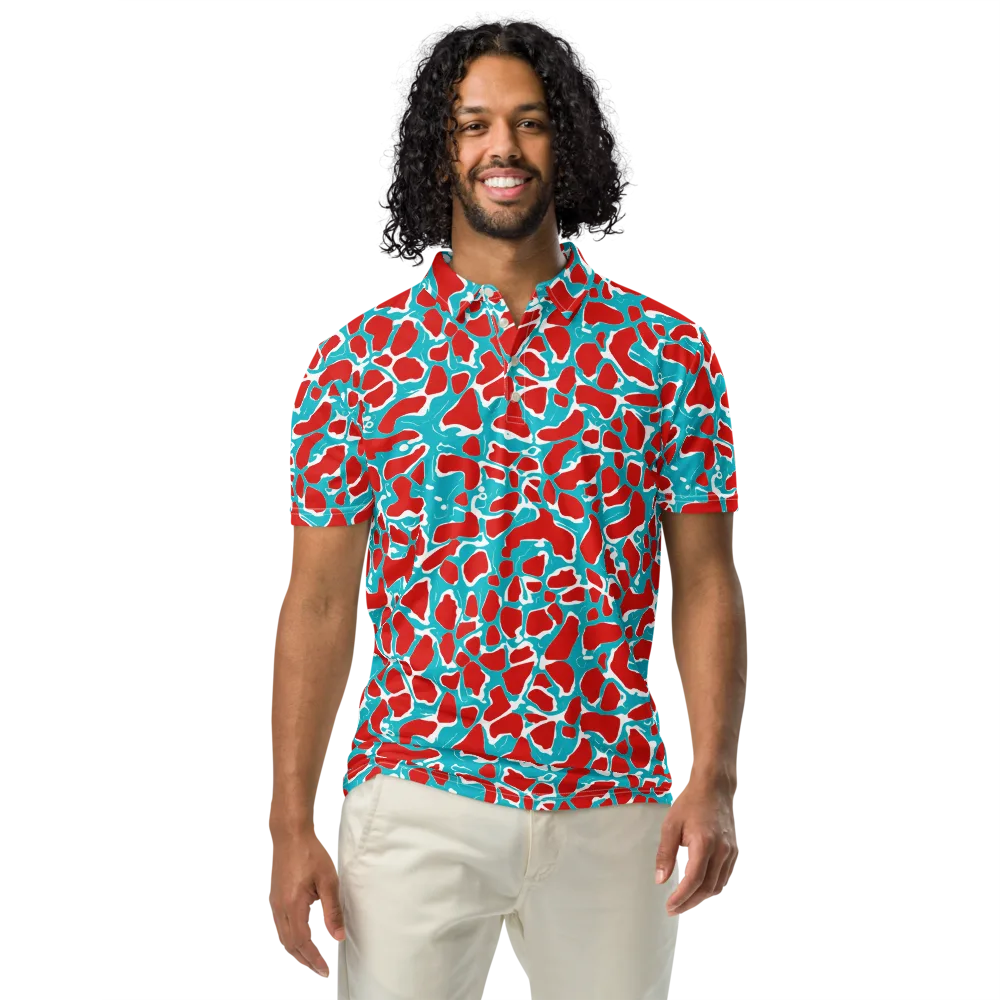 Turquoise Rapture on Men's Slim Fit Polo Shirt — Front