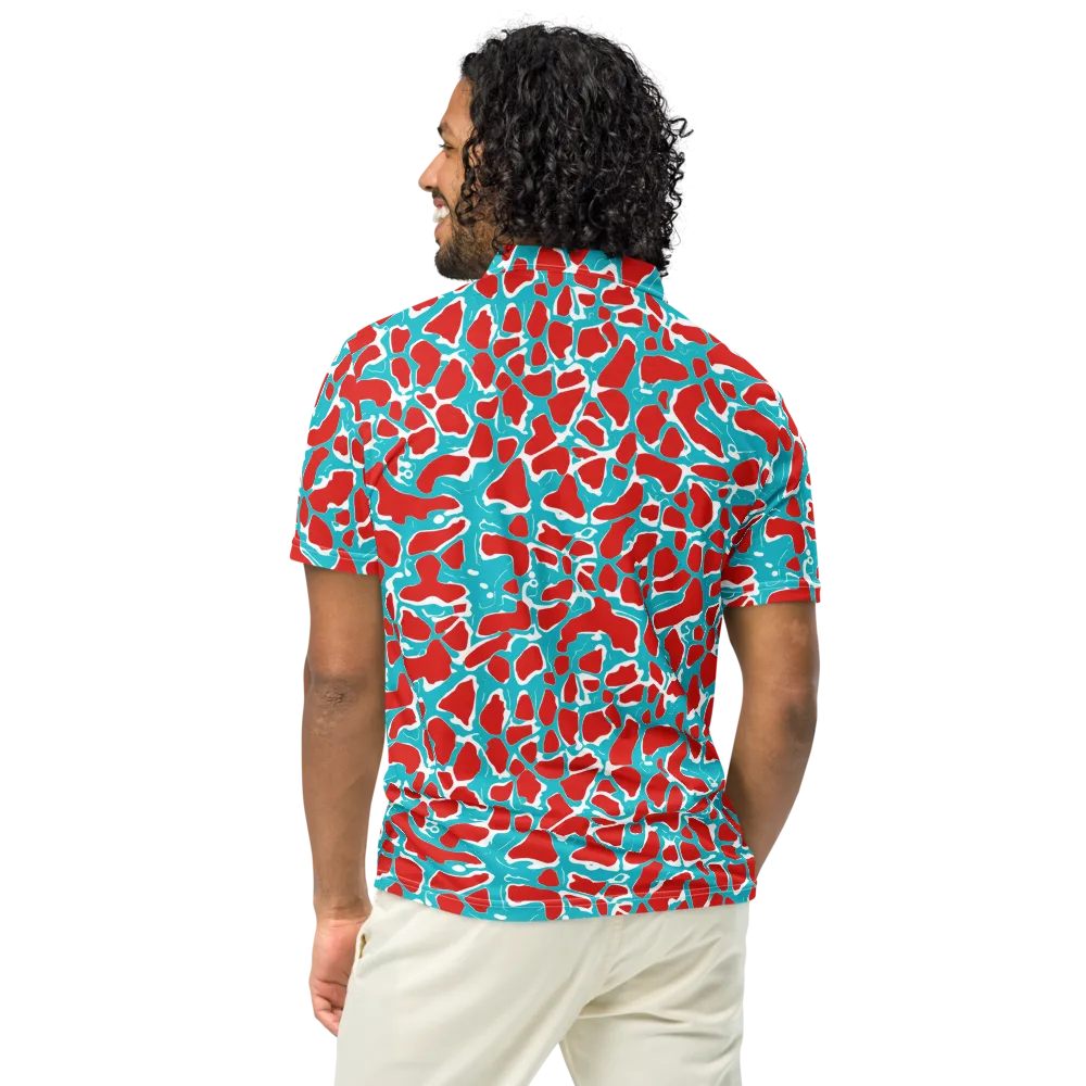Turquoise Rapture on Men's Slim Fit Polo Shirt — Back
