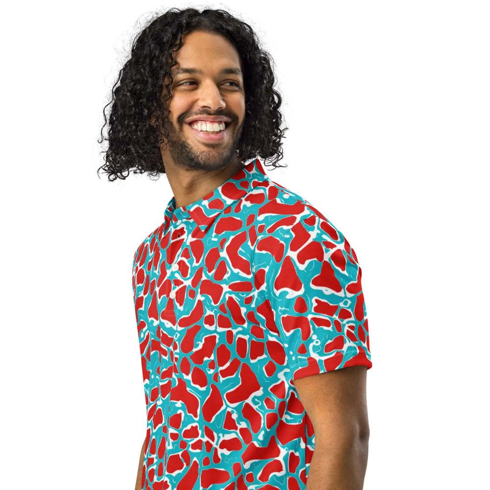 Turquoise Rapture on Men's Slim Fit Polo Shirt — Left Front