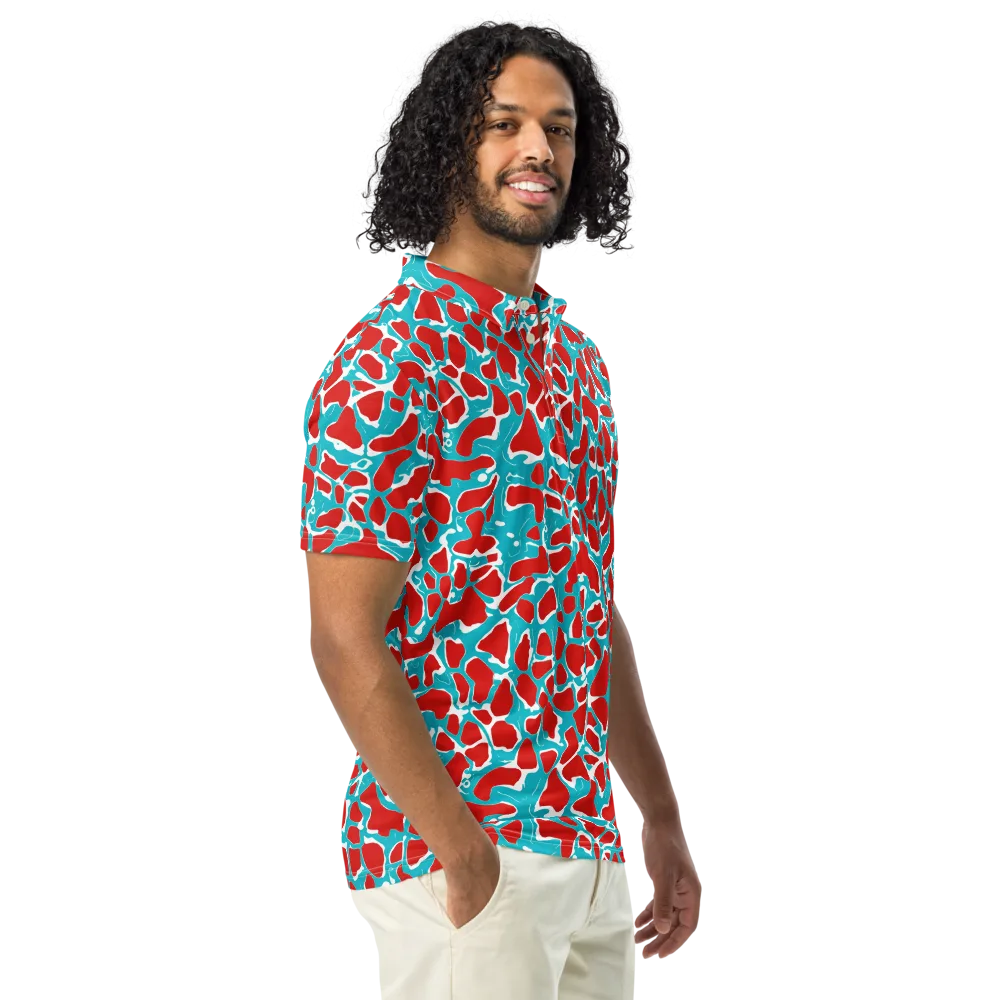 Turquoise Rapture on Men's Slim Fit Polo Shirt — Right Front